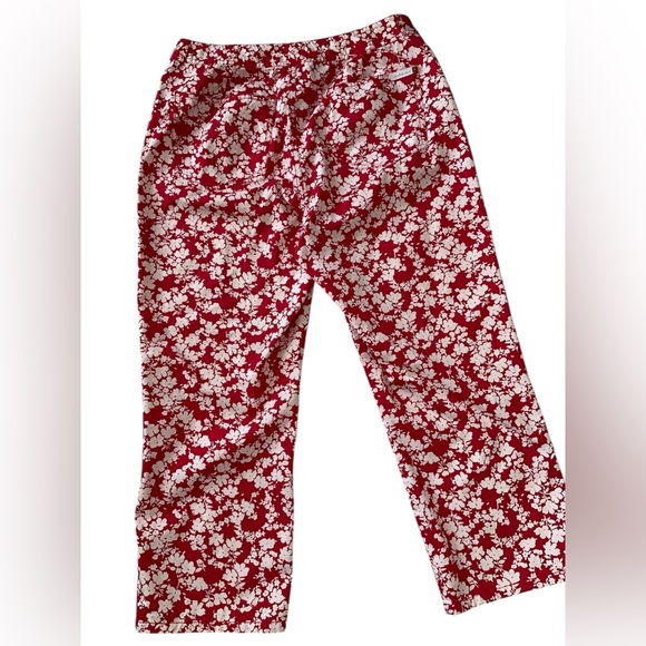 Calvin Klein Jeans Floral Crop Pants Red White Size 8 - Picture 2 of 11